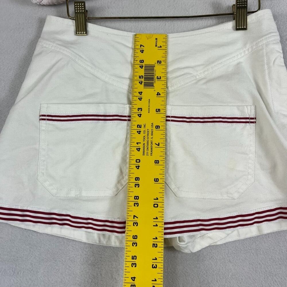 Pilcro Marseille Skort Size 26 White Contrasting Red Stripes Along Hem - Picture 7 of 13